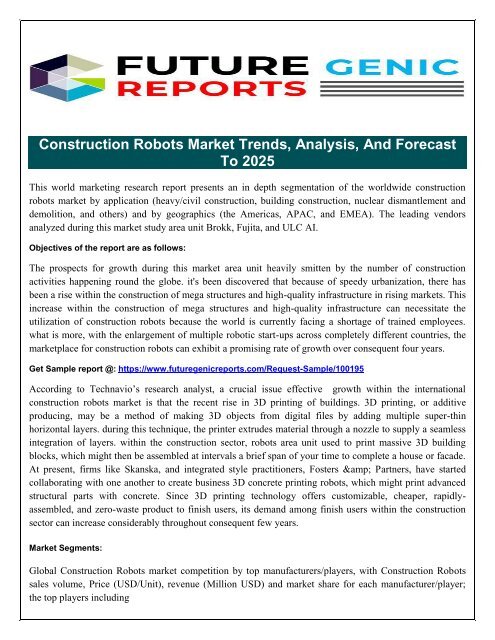 Future Outlook of Construction Robots Market - Know about How the Market Witnessed Substantial Growth in Near Future