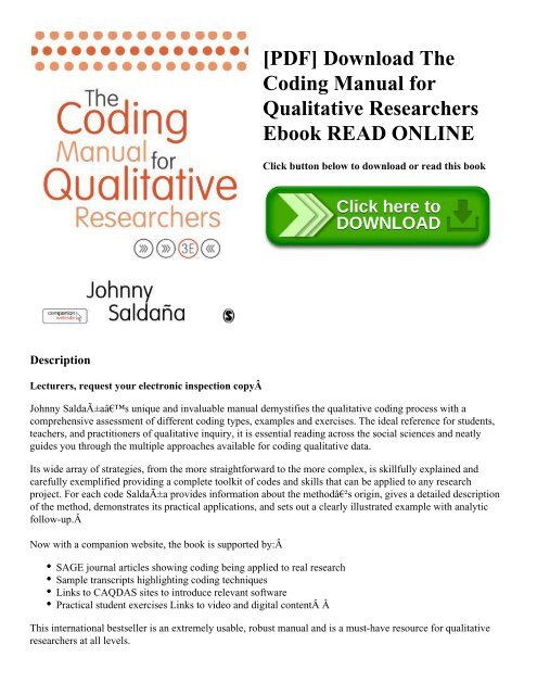 the coding manual for qualitative researchers pdf