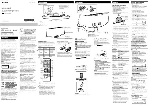 Sony CMT-V50iP - CMT-V50IP Mode d'emploi Croate