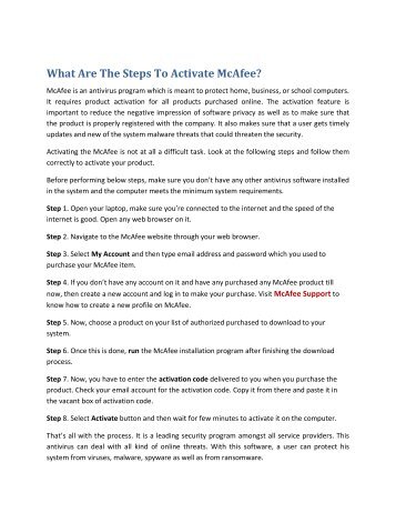What are the steps to activate McAfee