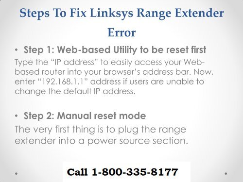 Call 18003358177 Fix Linksys Range Extender Error