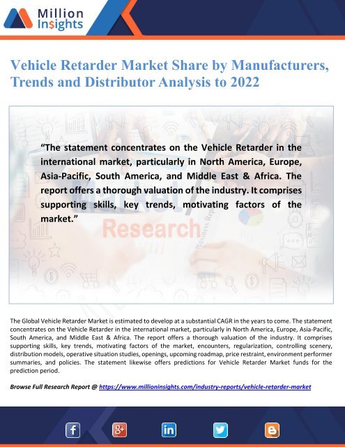 Vehicle Retarder Market Share by Manufacturers, Trends and Distributor Analysis to 2022