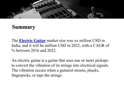 India Electric Guitar Market Report