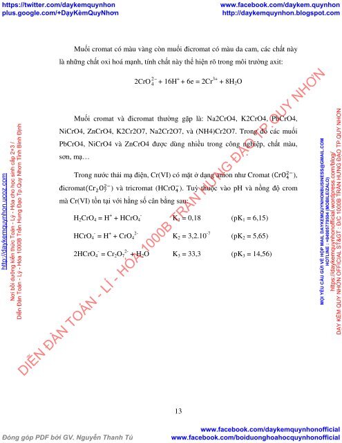 NGHIÊN CỨU PHÂN TÍCH HÀM LƯỢNG ION CROM(VI) TRONG MẪU NƯỚC THẢI CÔNG NGHIỆP BẰNG PHƯƠNG PHÁP QUANG PHỔ UV - VIS