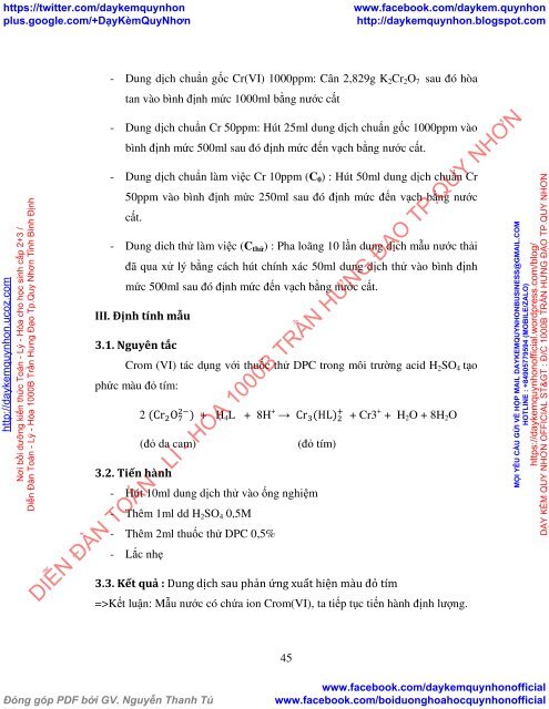 NGHIÊN CỨU PHÂN TÍCH HÀM LƯỢNG ION CROM(VI) TRONG MẪU NƯỚC THẢI CÔNG NGHIỆP BẰNG PHƯƠNG PHÁP QUANG PHỔ UV - VIS