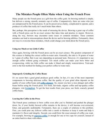 The Mistakes People Often Make when Using the French Press
