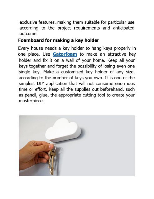 Use Foamboard to create an Attractive key Holder for your Home