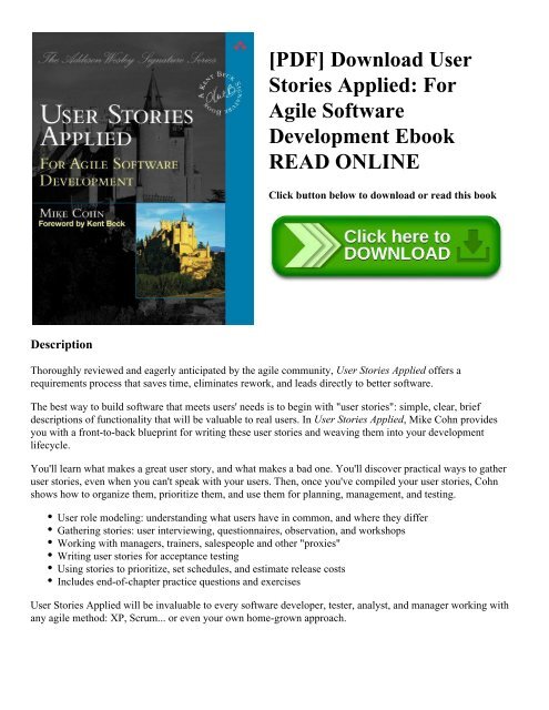 [PDF] Download User Stories Applied: For Agile Software Development Ebook READ ONLINE