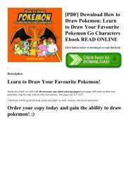 [PDF] Download How to Draw Pokemon Learn to Draw Your Favourite Pokemon Go Characters Ebook READ ONLINE