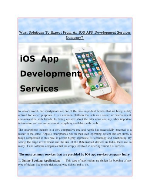 What Solutions To Expect From An IOS APP Development Services Company