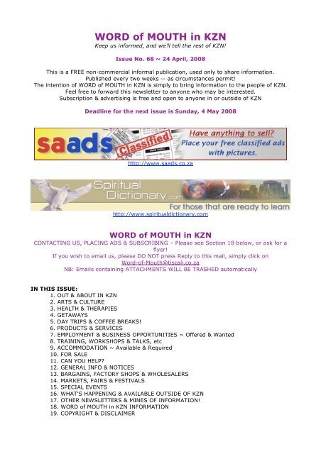 Word Of Mouth In Kzn With Steffie Betts Kwazulunatal Com