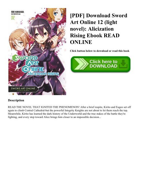 [PDF] Download Sword Art Online 12 (light novel): Alicization Rising Ebook READ ONLINE