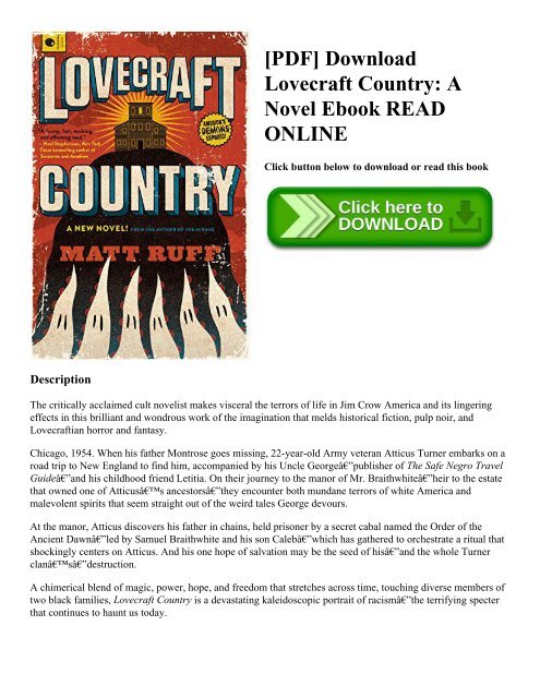 [PDF] Download Lovecraft Country: A Novel Ebook READ ONLINE