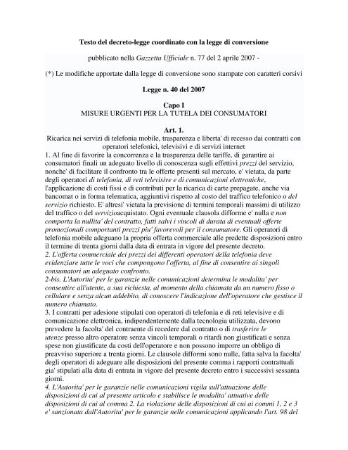 legge n. 40 del 2007