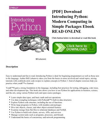 [PDF] Download Introducing Python: Modern Computing in Simple Packages Ebook READ ONLINE