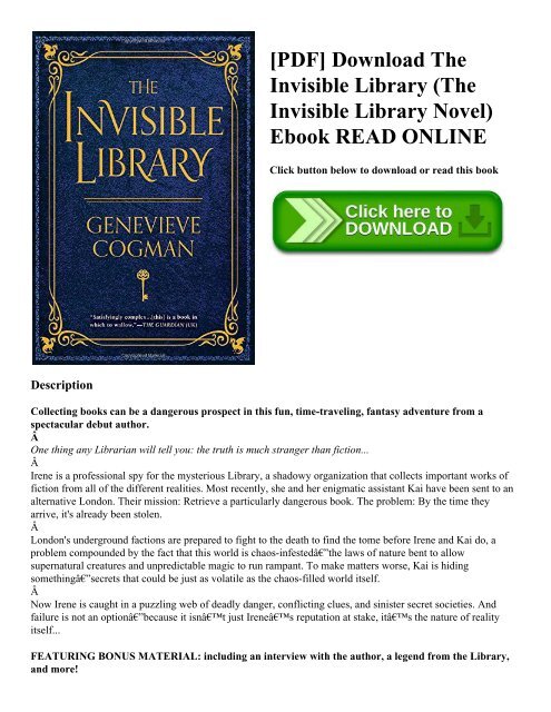 [PDF] Download The Invisible Library (The Invisible Library Novel) Ebook READ ONLINE