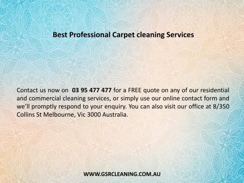 Best Professional Carpet cleaning Services - GSR Cleaning Services