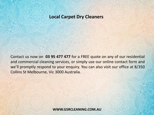 Local Carpet Dry Cleaners - GSR Cleaning Services
