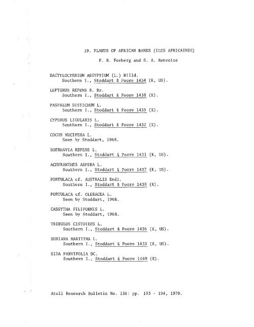 ATOLL RESEARCH BULLETIN - Smithsonian Institution