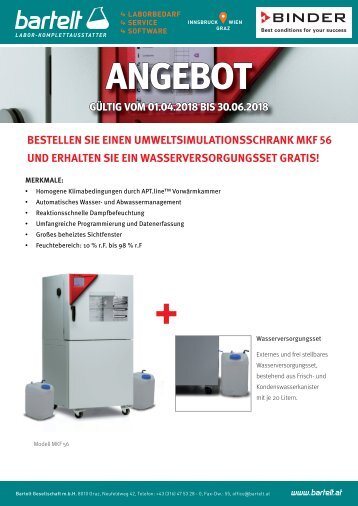 Bartelt Aktionsflyer BINDER Umweltsimulationsschrank MKF 56