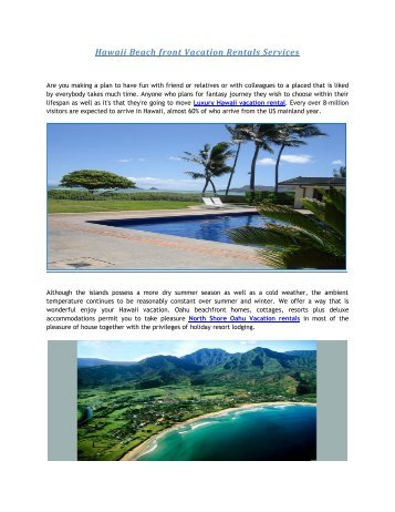 Hawaii Beachfront Vacation Rentals Services
