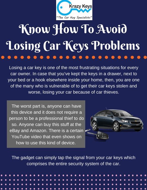 Do you Know How To Avoid Losing Car Keys Problems?