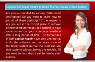 Contact Dell Repair Centre to Mend Malfunctioning of Your Laptop