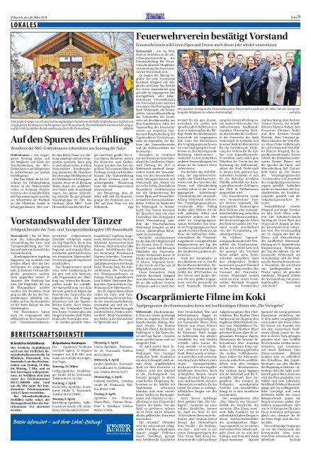 Wochen-Kurier 13/2018 - Lokalzeitung für Weiterstadt und Büttelborn