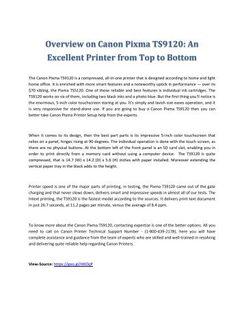 Overview on Canon Pixma TS9120 An Excellent Printer from Top to Bottom