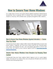 How to Secure Your Home Windows
