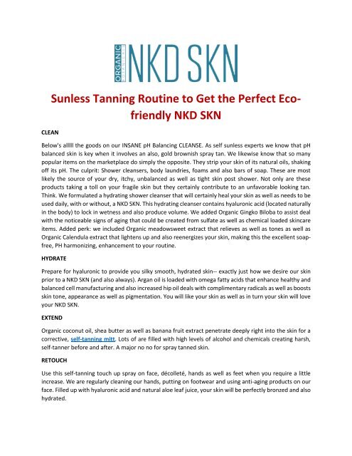 Sunless Tanning Routine to Get the Perfect Eco-friendly NKD SKN