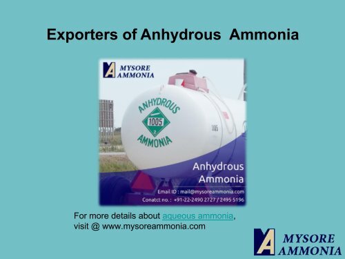 Anhydrous Ammonia Fertilizer - Mysore Ammonia