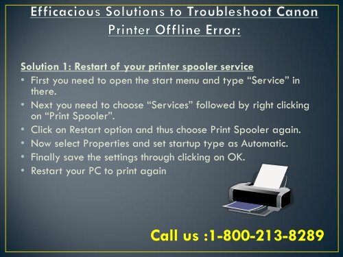Call 1--800-213-8289 to fix Canon Printer Offline Error