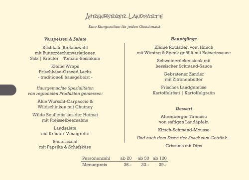 Menue- & Buffetvorschläge