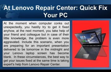 At Lenovo Repair Center: Quick Fix Your PC