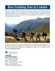 Best Trekking Tour in Ladakh