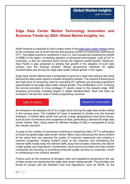 Edge Data Center Market Technology Innovation and Business Trends by 2024