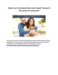 Repair your Unresolved Hurts with Couple Therapy of The Center for Connection