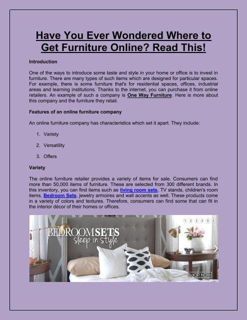 Have You Ever Wondered Where to Get Furniture Online