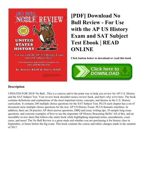 [PDF] Download No Bull Review - For Use with the AP US History Exam and SAT Subject Test Ebook | READ ONLINE