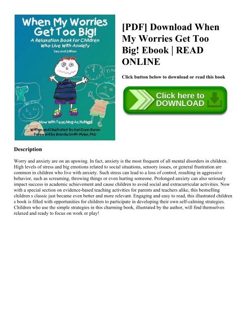 [PDF] Download When My Worries Get Too Big! Ebook | READ ONLINE