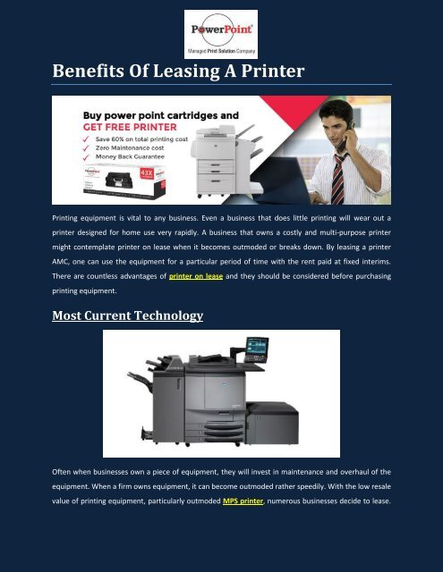 Benefits Of Leasing A Printer