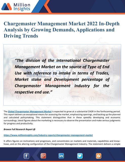 Chargemaster management Market 2022:- Driving Factors, Top Players 
