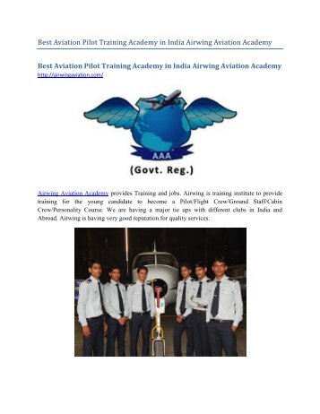 Best Aviation Pilot Training Academy in India Airwing Aviation Academy