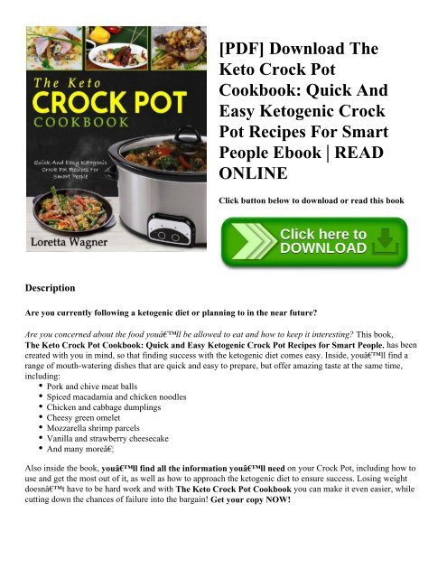 [PDF] Download The Keto Crock Pot Cookbook: Quick And Easy Ketogenic Crock Pot Recipes For Smart People Ebook | READ ONLINE