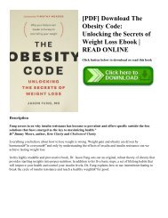 [PDF] Download The Obesity Code: Unlocking the Secrets of Weight Loss Ebook | READ ONLINE