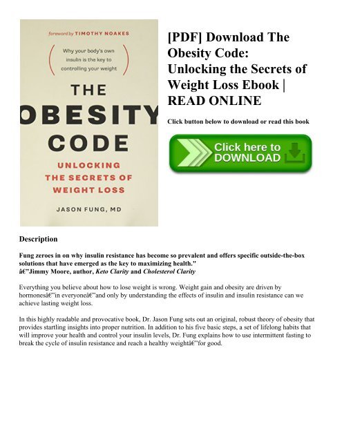 [PDF] Download The Obesity Code: Unlocking the Secrets of Weight Loss Ebook | READ ONLINE