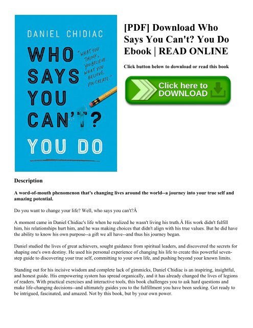 [PDF] Download Who Says You Can't? You Do Ebook | READ ONLINE