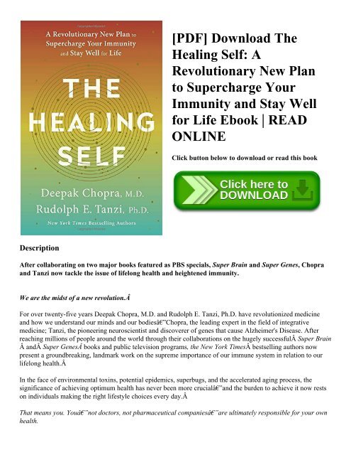 thumbnail image 2 of The Healing Self: A Revolutionary Plan To Supercharge Your Immunity – Deepak Chopra – Very Good 2 of 6