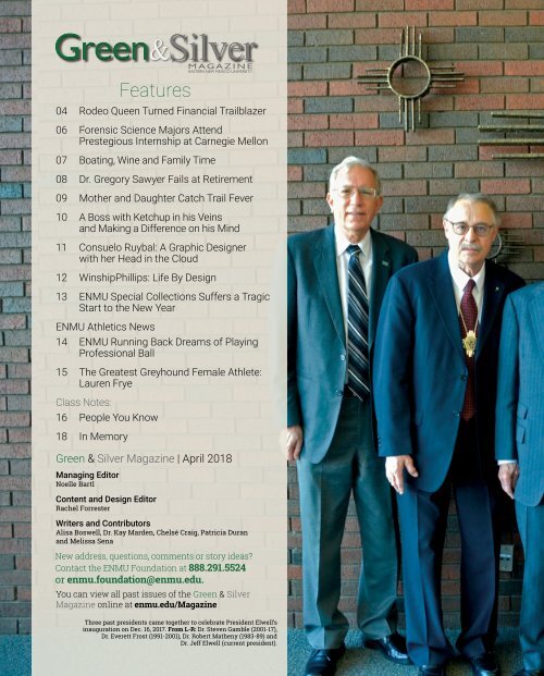 ENMU Green & Silver Magazine - April 2018 issue